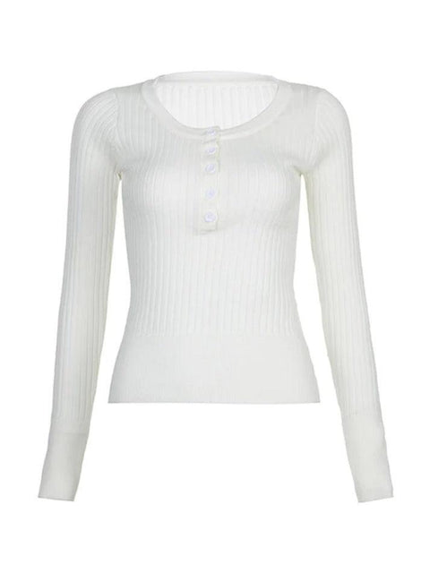 Solid Breasted Ribbed Long Sleeve Knit - HouseofHalley