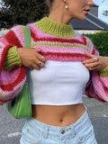 Colorful Stripe Ultra Short Smock Crochet Top - HouseofHalley
