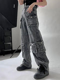 Low Rise Washed Wide Leg Cargo Jeans - HouseofHalley
