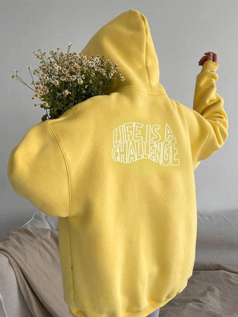 Simple Embroidery Print Oversized Hoodie - HouseofHalley