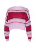 Contrast Color Stripe Splice Loose Cropped Sweater - HouseofHalley
