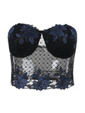 Lace Flower Embroidery Print Corset Top - HouseofHalley