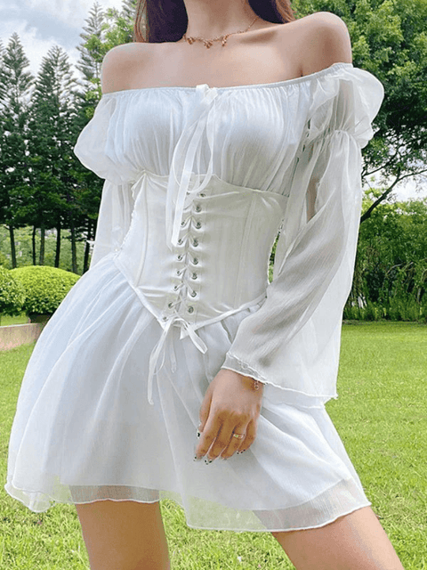 Long Sleeve Corset Mini Dress - HouseofHalley