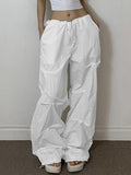 Pleated Drawstring Bound Feet Loose Cargo Pants - HouseofHalley