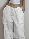 Pleated Drawstring Bound Feet Loose Cargo Pants - HouseofHalley
