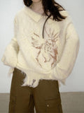 Plush Slanted Shoulder Belted Strap Tattered Hem Sweater - HouseofHalley
