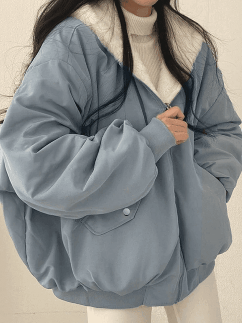 Reversible Oversize Fleece Hooded Jacket - HouseofHalley