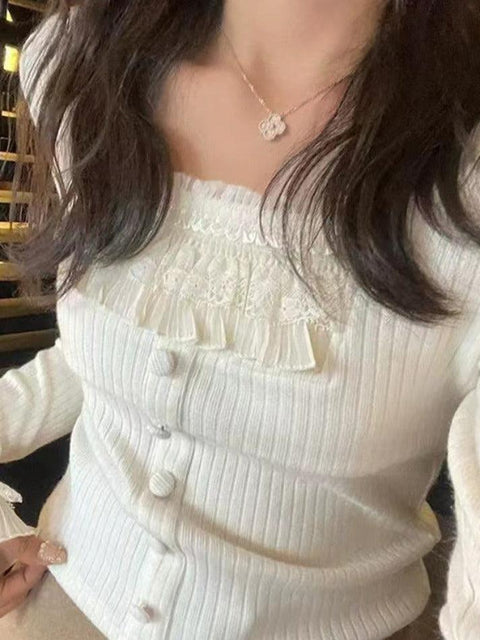 Ruffle Panel Slim Fit Pullover Sweater - HouseofHalley