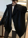 Solid Color Big Lapel Neck Tassel Trim Cardigan - HouseofHalley