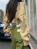 Solid Color Cutout Crop Long Sleeve Knit - HouseofHalley