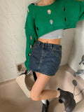 Solid Color Cutout Crop Long Sleeve Knit - HouseofHalley