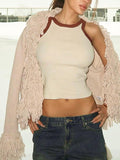 Solid Color Tassel Splice Cardigan - HouseofHalley