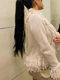 Solid Color Tassel Splice Cardigan - HouseofHalley