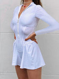 Solid Color Zip Up Corset Romper - HouseofHalley