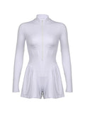 Solid Color Zip Up Corset Romper - HouseofHalley