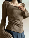 Square Neck Flare Sleeve Slim Knit - HouseofHalley