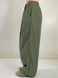 Street Solid Color Ruched Low Waist Cargo Pants - HouseofHalley