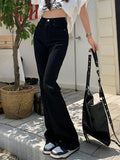 Versatile Black High Waist Stretchy Lengthen Flare Jeans - HouseofHalley