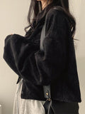 Vintage Corduroy Lapel Neck Button Long Sleeve Blouse - HouseofHalley