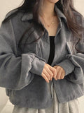 Vintage Corduroy Lapel Neck Button Long Sleeve Blouse - HouseofHalley