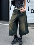 Vintage Distressed Wide Leg Denim Shorts - HouseofHalley