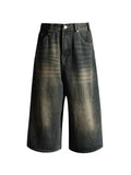 Vintage Distressed Wide Leg Denim Shorts - HouseofHalley