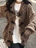 Vintage Horn Buckle Crochet Tassel Detail Cardigan