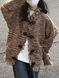 Vintage Horn Buckle Crochet Tassel Detail Cardigan