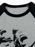 Vintage Print Raglan Sleeve Crop Top - HouseofHalley