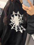Vintage Spider Web Print Oversized Hoodie - HouseofHalley