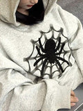 Vintage Spider Web Print Oversized Hoodie - HouseofHalley