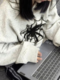 Vintage Spider Web Print Oversized Hoodie - HouseofHalley