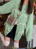 Vintage Twist Design Horn Buckle Cardigan - HouseofHalley